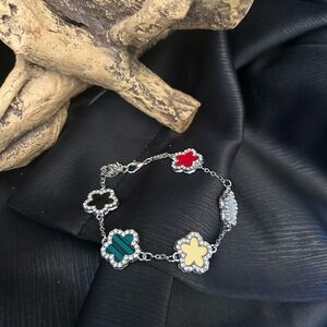“Chic Clover Rhinestone Bracelet”